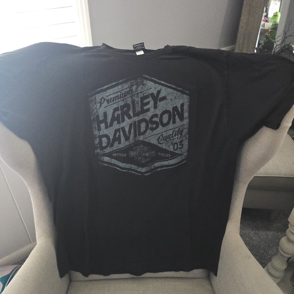 Harley-Davidson Black Tee with Distinctive Blue Logo